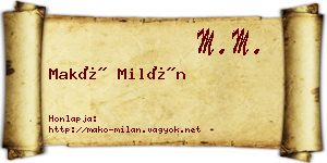 Makó Milán névjegykártya